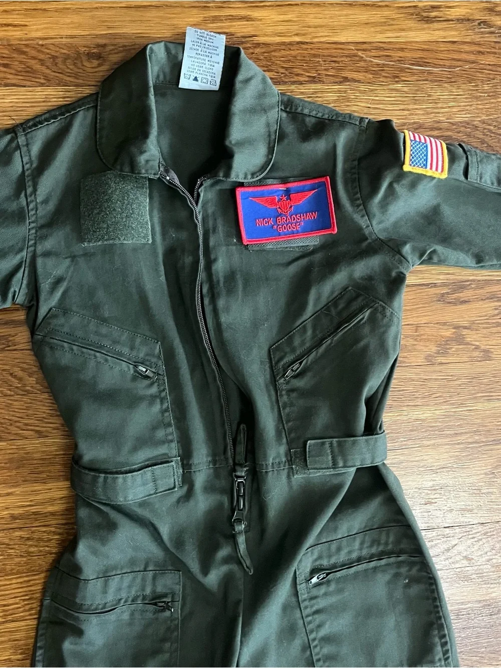 Kids Trooper Flight suit costume Goose Air Force costume XS unisex Top Gun Green